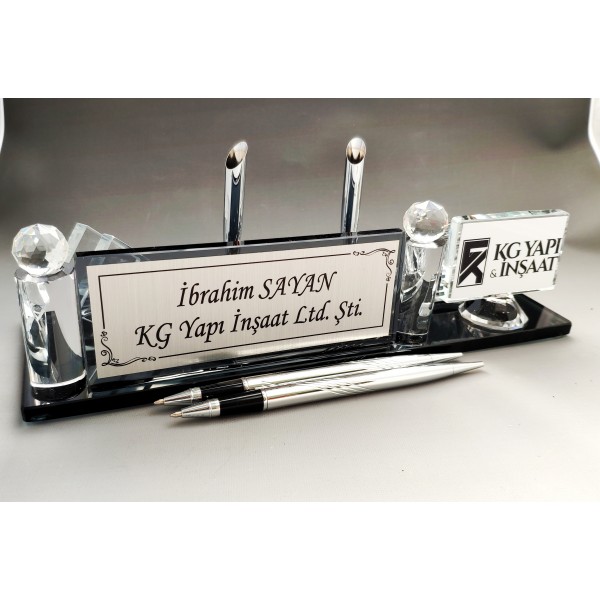 Logo Baskılı Kristal Masa İsimliği