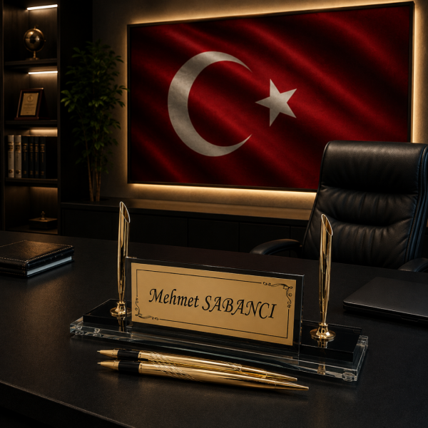 Plaket Fabrikasi Füme Siyah Kristal İsimlik