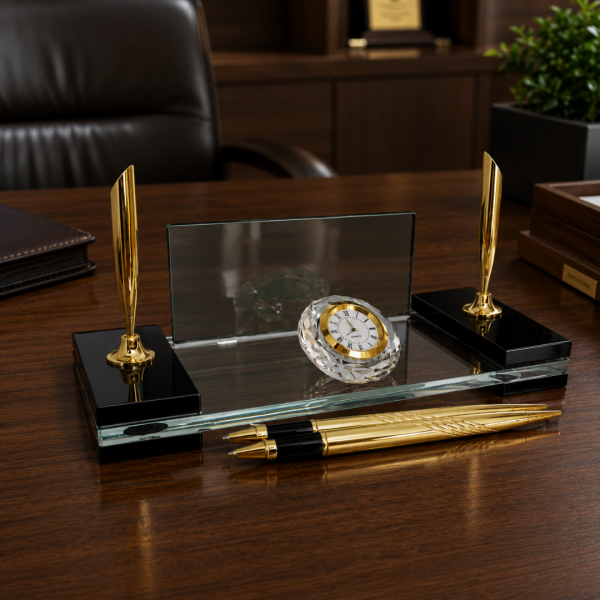Plaket Fabrikası Füme Kristal Masa İsimliği