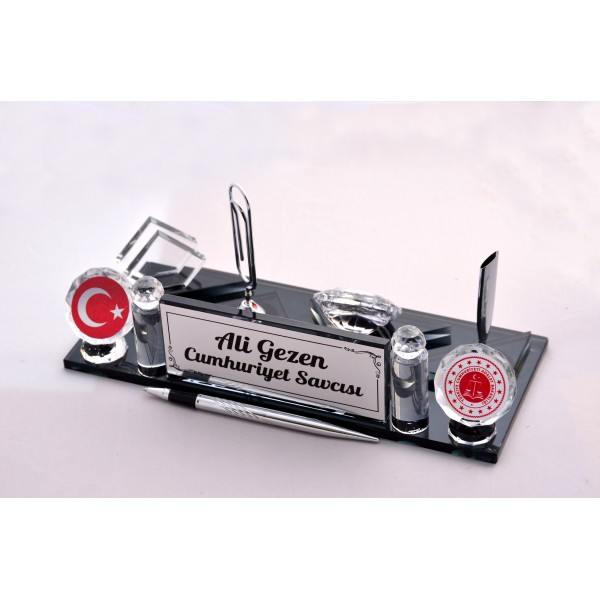 VİP Büyük Boy Logolu Kristal Masa İsimliği 