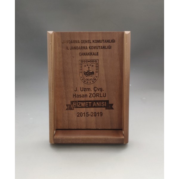 15x20 Kapaklı Lazer Kazıma Ahşap Plaket 