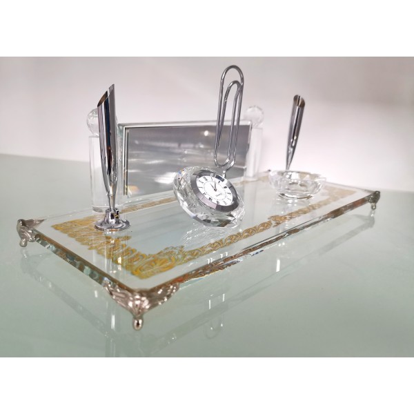 Gümüş Desenli Kristal Masa İsimliği Gümüş Desenli Kristal Masa İsimliği