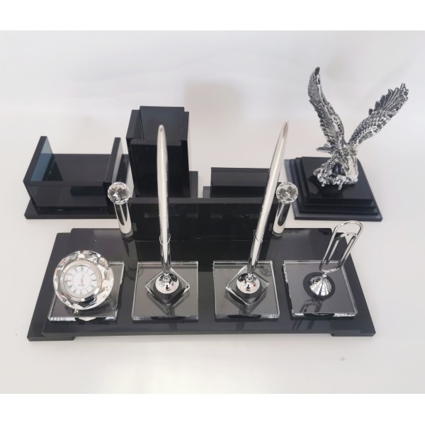 Kartal Biblolu Kristal Masa Seti