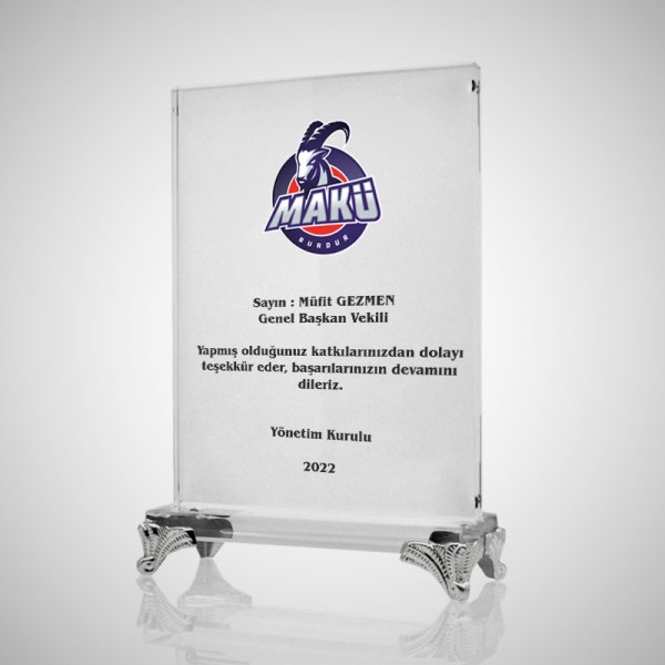 Metal ayaklı Kristal Plaket