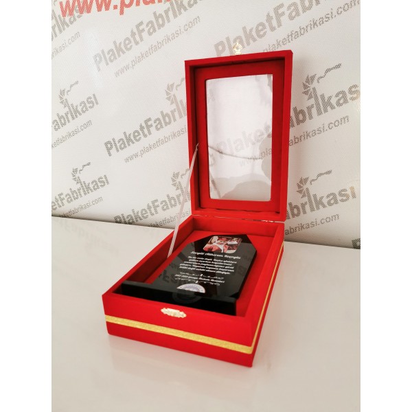 Kadife Kutulu Kristal Plaket KP 403