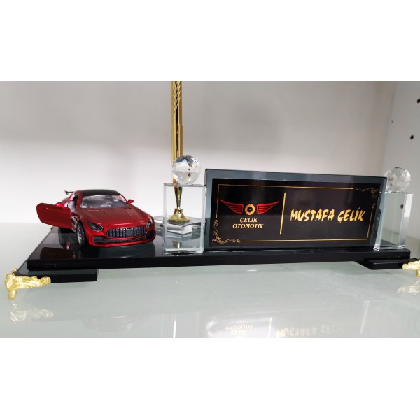Metal Araba biblolu Kristal İsimlik